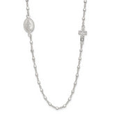 Sterling Silver Polished with CZ Cross and Miraculous Medal 18in Necklace